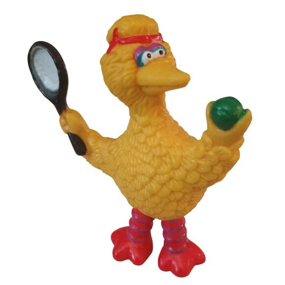 Vintage Big Bird Tennis Ball‎ Racquet PVC Figure Muppets Tara Toy Cake Topper 3" - Picture 1 of 8
